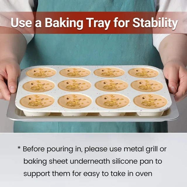 Supporting the confetti muffin pan on a baking sheet