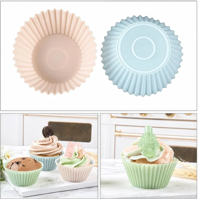 Round baking cups and cupcake presentation