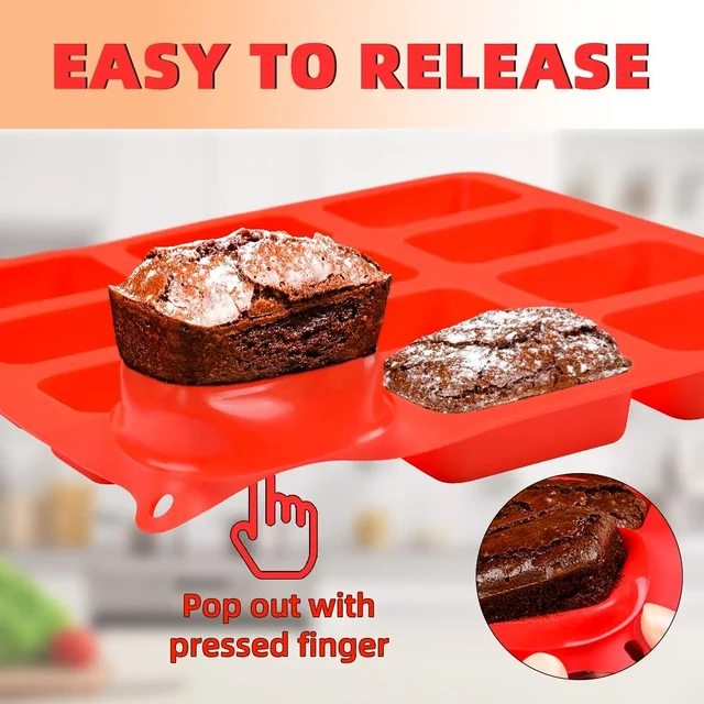 Releasing a small brownie from the mini loaf mold