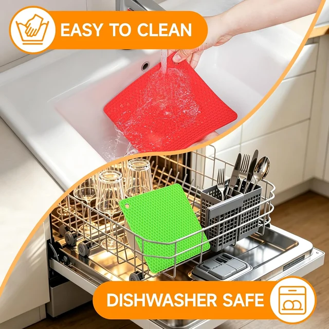 Rinsing and dishwasher cleaning of the silicone trivets